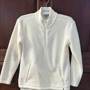 Talbots Women’s Fleece 1/4 Zip Up Cream Sweater/Size Small